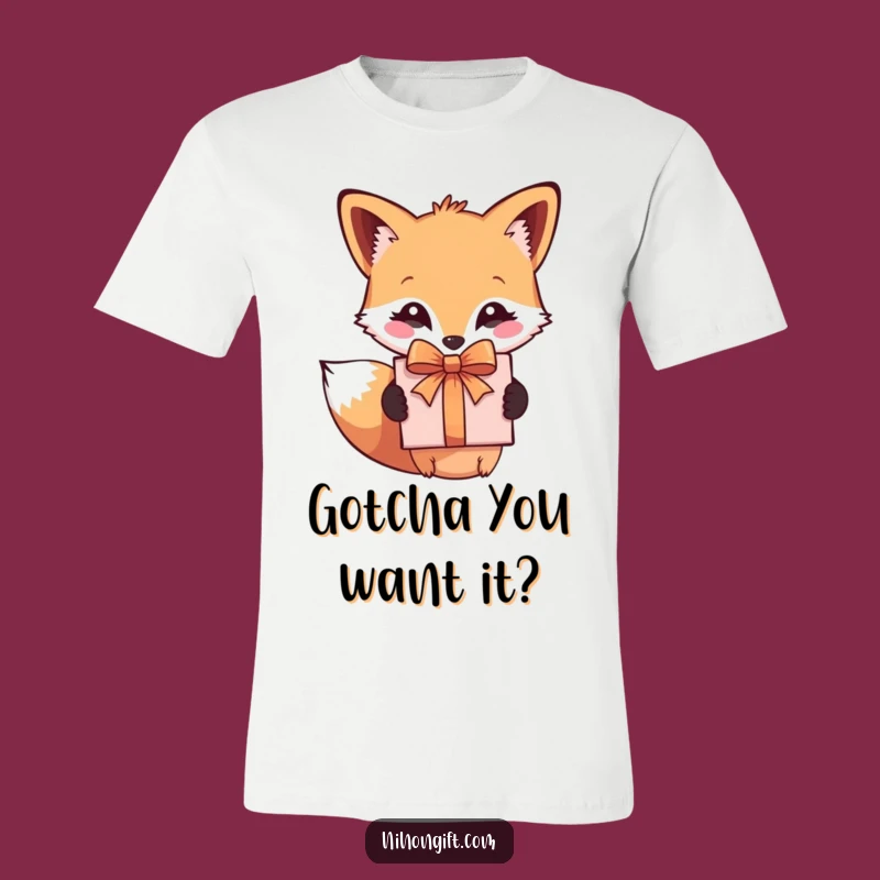 Cute Fox Giving Present Funny T-Shirt: A Whimsical and Funny Gift Top