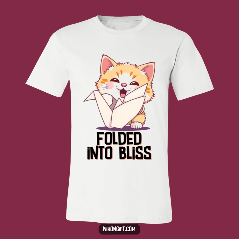 Funny Cat Origami T-Shirt: Ecstatic Kitty Tee, Lucky Charm