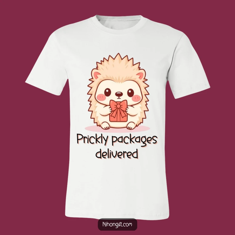 Funny Hedgehog T-Shirt - Kawaii Critter Gives a Tiny Decorative Gift