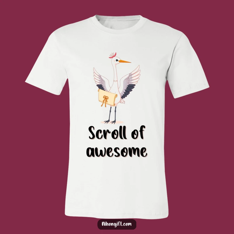 Graceful Crane Scroll T-Shirt: Wear Your Inner Peace and Style