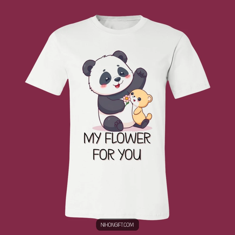 Enthusiastic Panda Flower Giver Funny T-Shirt: Wear Your Kindness with Humor