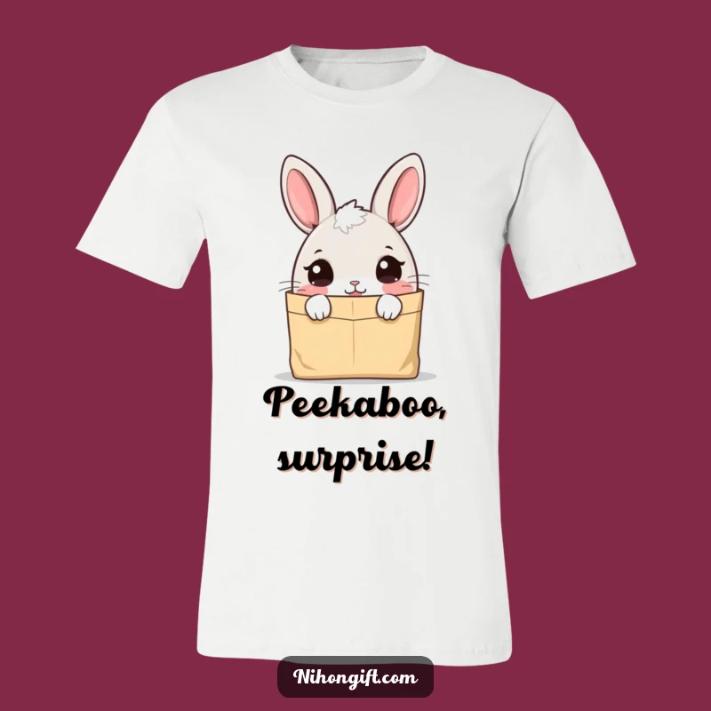 Funny Bunny Peek T-Shirt - Cute Curiosity, Hilarious Apparel