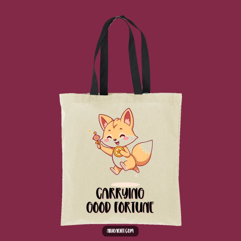 Funny Kawaii Fox Lucky Tote Bag - Joyful Leap Design, Stylish & Humorous Funny Gift