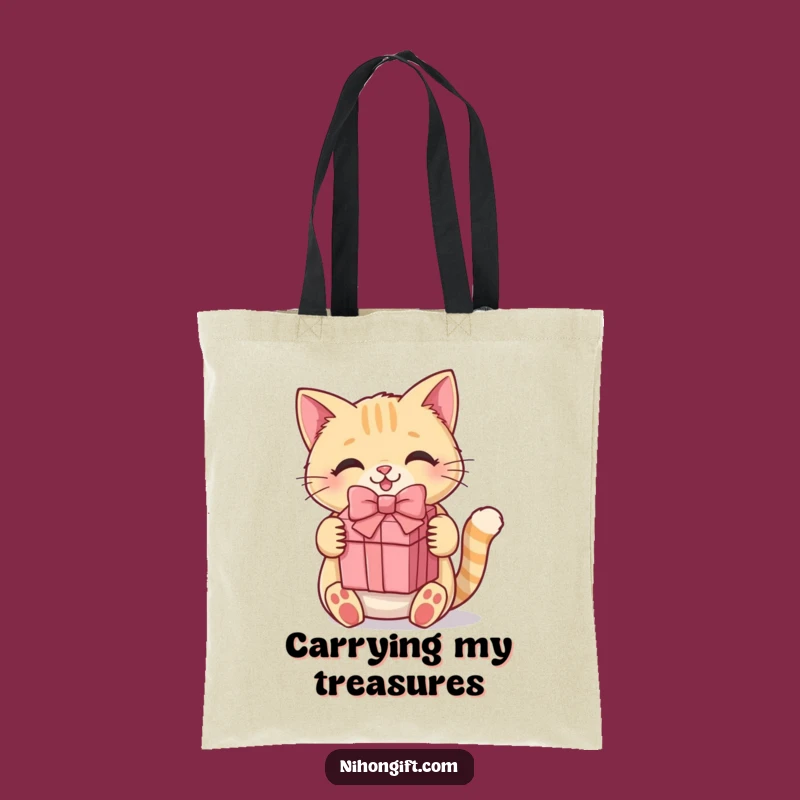 Stylish Funny Kawaii Cat Tote Bag: Cute Kitty Carrying Gift for Shoppers