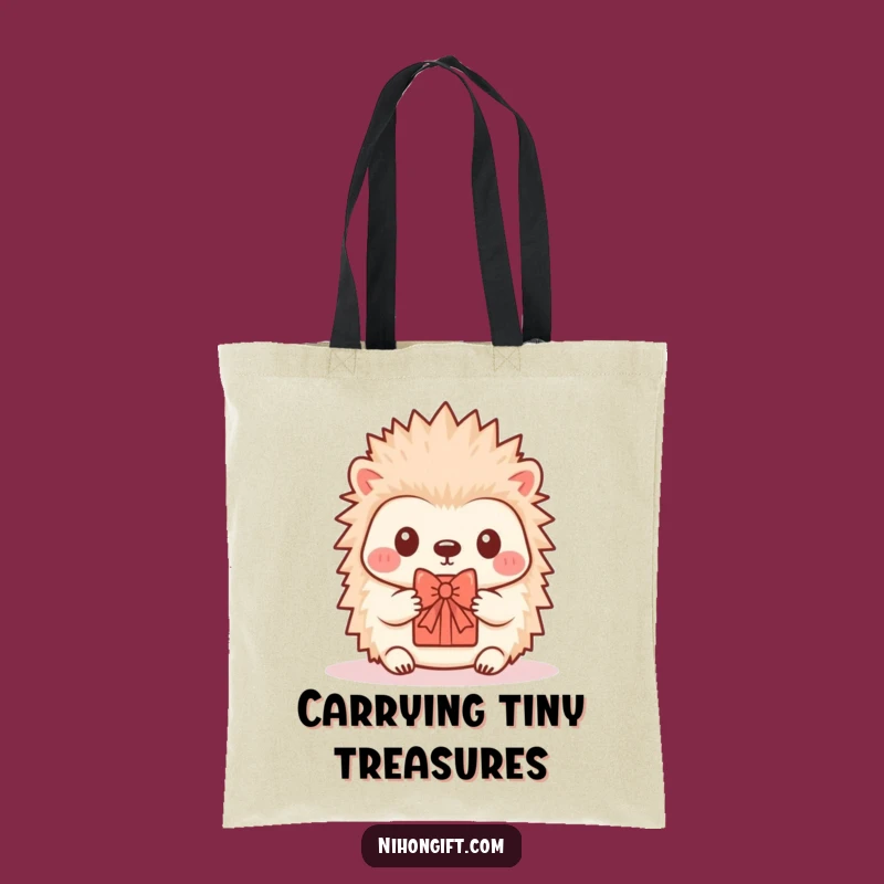 Funny Hedgehog Tote Bag - Kawaii Critter Offers Tiny Decorative Gift